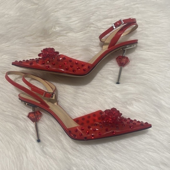 New Mach & Mach crystal embellished clear ankle strap pump size 40EU - Picture 5 of 15